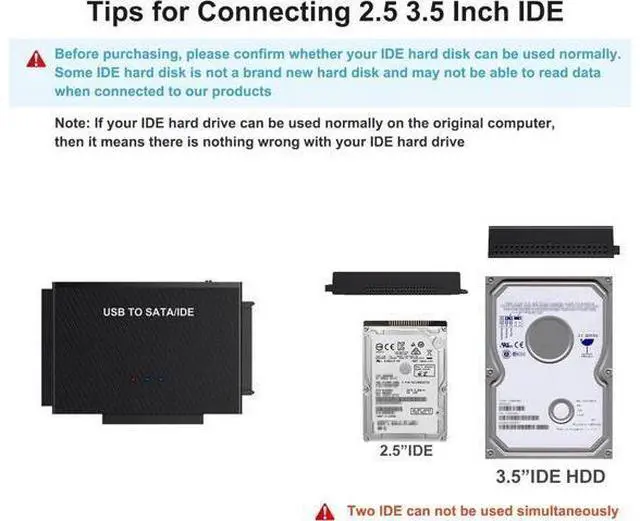 Alt view image 2 of 7 - Vszerda USB 3.0 to SATA IDE Adapter Hard Drive Reader, USB + Type C to External Hard Drive Disk HDD Converter Kit for Universal 2.5" 3.5" IDE HDD, 2.5" SSD, with 12V/2A Power Adapter