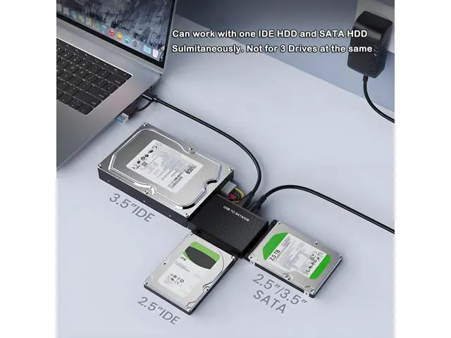 Alt view image 4 of 7 - Vszerda USB 3.0 to SATA IDE Adapter Hard Drive Reader, USB + Type C to External Hard Drive Disk HDD Converter Kit for Universal 2.5" 3.5" IDE HDD, 2.5" SSD, with 12V/2A Power Adapter