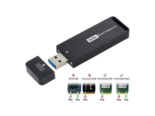 Alt view image 2 of 7 - Vszerda USB 3.1 Gen2 10Gbps to NVME PCI-E M-Key Solid State Drive External Enclosure 2230/2242mm