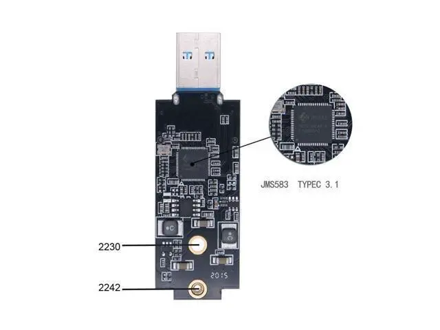 Alt view image 5 of 7 - Vszerda USB 3.1 Gen2 10Gbps to NVME PCI-E M-Key Solid State Drive External Enclosure 2230/2242mm
