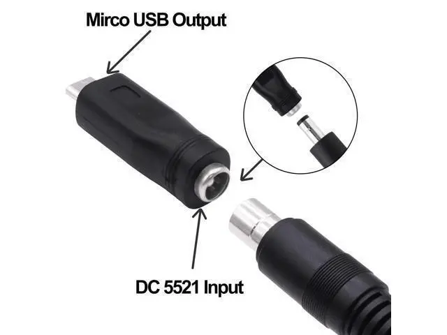 Alt view image 3 of 7 - Vszerda DC 5.5mm x 2.1mm to Micro USB Adapter DC 5521 Female to Micro USB Male Plug Converter Power Charger Connector for Laptop Tablet Smartphone -5pcs