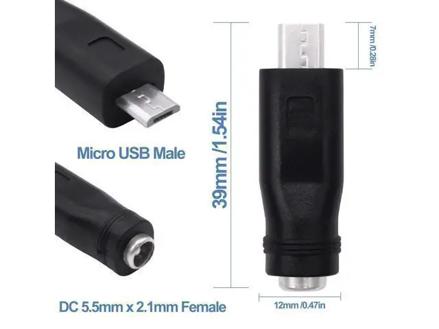 Alt view image 6 of 7 - Vszerda DC 5.5mm x 2.1mm to Micro USB Adapter DC 5521 Female to Micro USB Male Plug Converter Power Charger Connector for Laptop Tablet Smartphone -5pcs