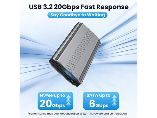 Alt view image 4 of 7 - Vszerda 20Gbps USB Adapter Reader Case Type-C USB3.2 USB4 to M-Key M.2 NGFF NVME SATA SSD PCBA Enclosure 2280/2242/2260mm RTL9220