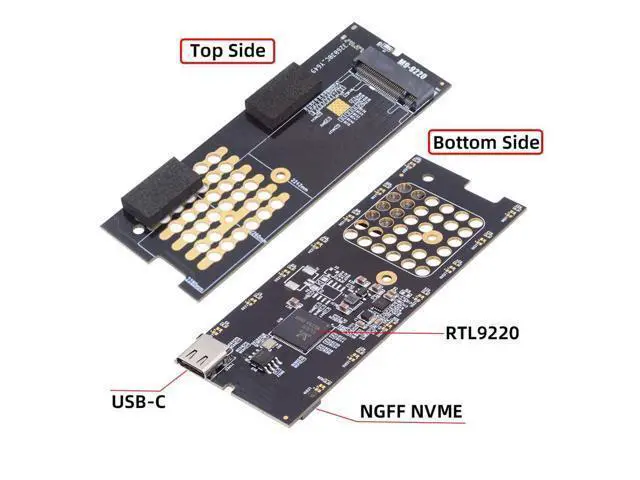 Alt view image 7 of 7 - Vszerda 20Gbps USB Adapter Reader Case Type-C USB3.2 USB4 to M-Key M.2 NGFF NVME SATA SSD PCBA Enclosure 2280/2242/2260mm RTL9220