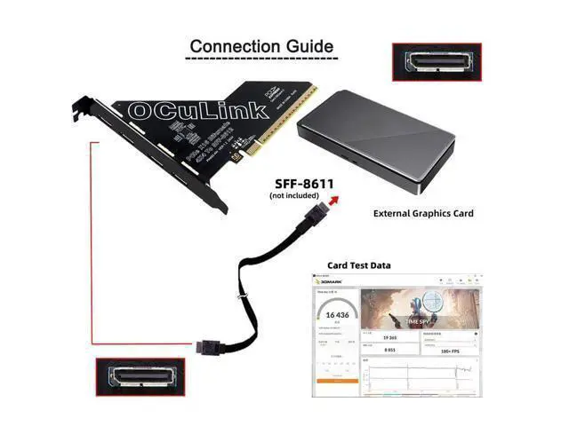 Alt view image 7 of 7 - Vszerda PCI-Express 4.0 16x PCIE Detachable to Four Oculink SFF-8612 SFF-8611 VROC Raid0 External Adapter for U.2 SSD eGPU External Graphics Card Dock
