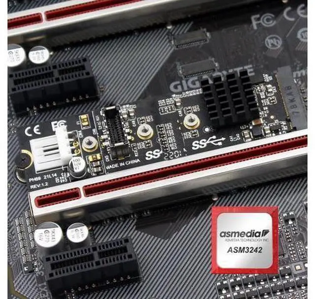 Alt view image 3 of 7 - Vszerda 20Gbps Type-E USB 3.1 Front Panel IDC Socket to NVME NGFF M-Key Express Card Adapter ASM3242 Chipset for Motherboard