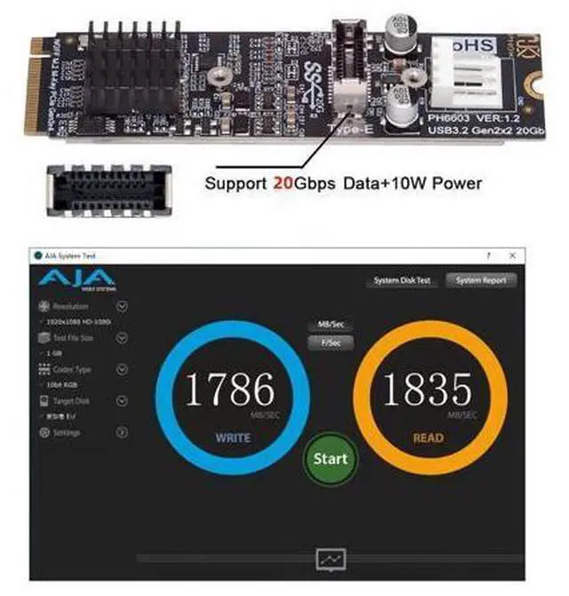 Alt view image 7 of 7 - Vszerda 20Gbps Type-E USB 3.1 Front Panel IDC Socket to NVME NGFF M-Key Express Card Adapter ASM3242 Chipset for Motherboard