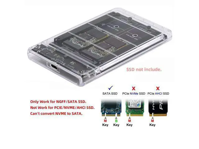 Alt view image 3 of 7 - Vszerda Dual NGFF B+M-Key M.2 SSD Card JOBD Raid0 Span Bridge to USB3.0 Type-C USB-C 2.5inch SATA Combo Enclosure