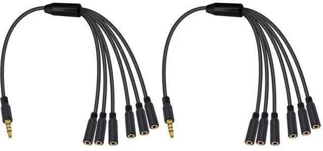 Main image of Vszerda 3.5mm Headphone Splitter, 3.5mm Splitter 1 to 6 Ways 1/8inch TRRS Male to 6 Female Audio Headphone Cord for Earphone, Headset, Laptop, Phone, 1.5ft (Pack of 2)
