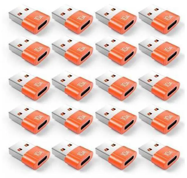 Main image of Vszerda 20Pack 200W USB C to USB Adapter, with Fast Charging & 480MB Data Transfer, USB C Converter for Apple Watch Ultra iWatch Series 8 7,iPhone 16 15 Plus Pro Max,Orange