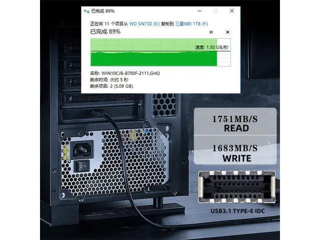 Alt view image 5 of 7 - Vszerda 20Gbps Type-E USB 3.1 Front Panel Socket to NGFF M-Key NVME Express Converter Card Adapter ASM3242 Chipset for Motherboard (NVME to USB3.1 Type-E)