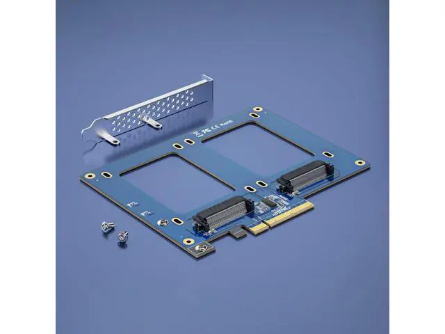 Alt view image 5 of 6 - Vszerda Dual U.2 NVMe SSD PCIe 3.0 X8 Adapter Card, 2-Port SFF-8639 for 2.5" U.2 SSD, Bifurcation Required, Full-Height Bracket, Windows/Linux/VMware Compatible