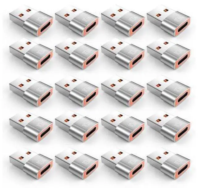 Main image of Vszerda 20Pack 200W USB C to USB Adapter, with Fast Charging & 480MB Data Transfer, USB C Converter for Apple Watch Ultra iWatch Series 8 7,iPhone 16 15 Plus Pro Max,Silver