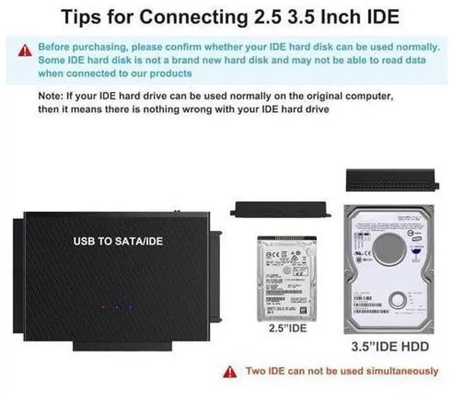 Alt view image 2 of 7 - Vszerda USB C to IDE SATA Hard Drive Reader, Upgraded Reader Ultra Recovery Converter Universal Hard Drive Adapter Kit for 2.5/3.5 HDD/SSD Hard Drive Disk, Include 12V/2A Power Adapter