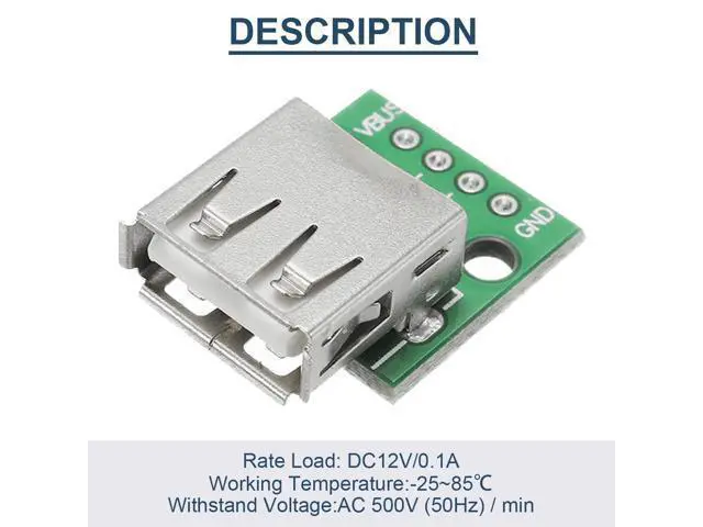 Alt view image 2 of 7 - Vszerda 10 Pcs USB Type A Female to DIP Adapter 2.54mm 4 Pin USB 2.0 Type A Socket to DIP Converter Breakout Board for DIY Power Supply with 40 Pin Header