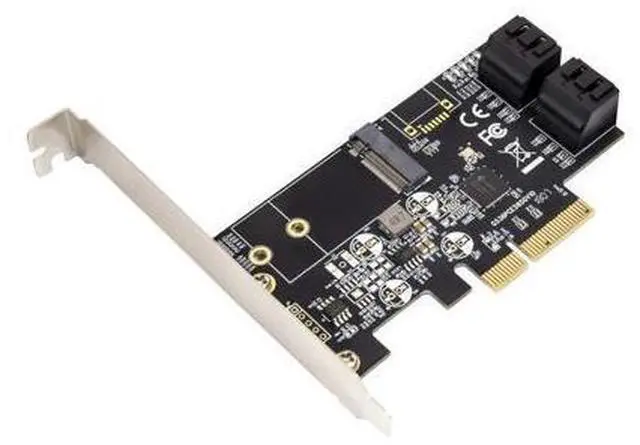 Main image of Vszerda SI-PEX40138 Internal 4 Port Non-Raid SATA III 6GB/S with M.2 B-Key 22x42 Pci-E X4 Controller Card for Desktop PC Support SSD and HDD with Low Profile Bracket. JMB585 Chipset