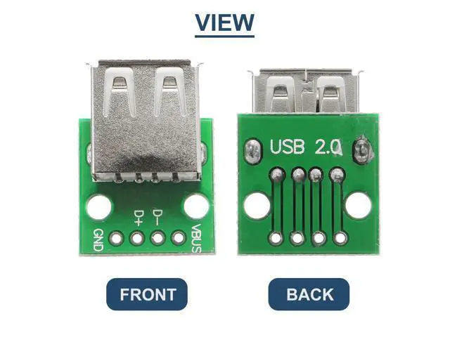 Alt view image 6 of 7 - Vszerda 10 Pcs USB Type A Female to DIP Adapter 2.54mm 4 Pin USB 2.0 Type A Socket to DIP Converter Breakout Board for DIY Power Supply with 40 Pin Header