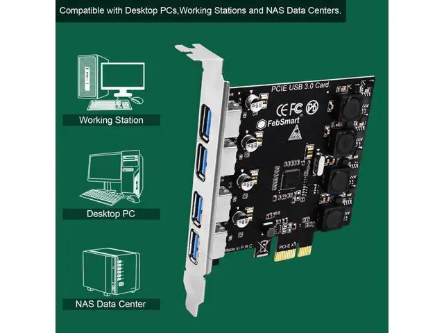 Alt view image 5 of 7 - Vszerda 4 Ports Superspeed 5Gbps USB 3.0 PCI Express Expansion Card for Windows 11, 10, 8.x, 7, Vista, XP Desktop PCs, Built in Self-Powered Technology, No Need Additional Power Supply (FS-U4-Pro)