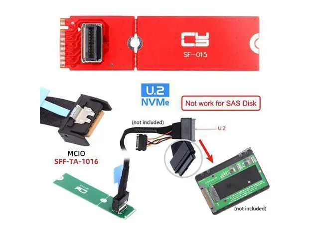 Alt view image 5 of 7 - Vszerda PCI-E 5.0 4.0 M.2 M-Key to MCIO Female Mini Cool Edge IO Host Adapter Conversion Expansion Board for PCIe Nvme SSD 2280 2230 Converter Card