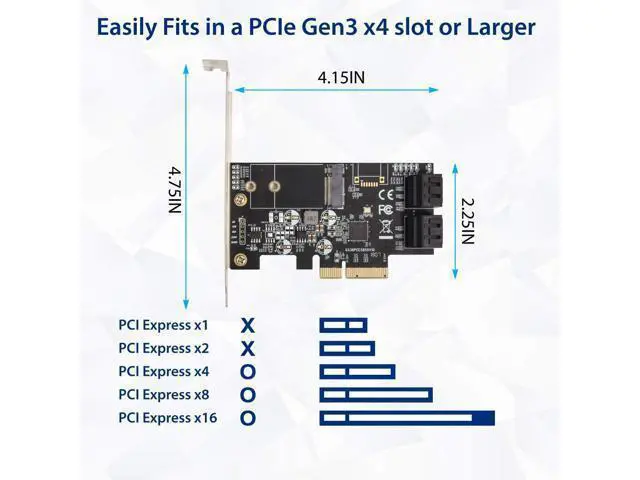 Alt view image 3 of 6 - Vszerda SI-PEX40138 Internal 4 Port Non-Raid SATA III 6GB/S with M.2 B-Key 22x42 Pci-E X4 Controller Card for Desktop PC Support SSD and HDD with Low Profile Bracket. JMB585 Chipset