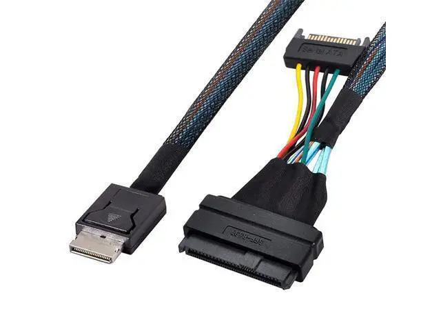Alt view image 2 of 7 - Vszerda Oculink SFF-8611 to U.2 U.3 SFF-8639 NVME PCIe PCI-Express SSD Cable for Mainboard SSD 50CM