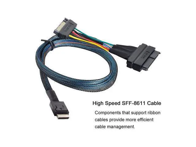 Alt view image 4 of 7 - Vszerda Oculink SFF-8611 to U.2 U.3 SFF-8639 NVME PCIe PCI-Express SSD Cable for Mainboard SSD 50CM