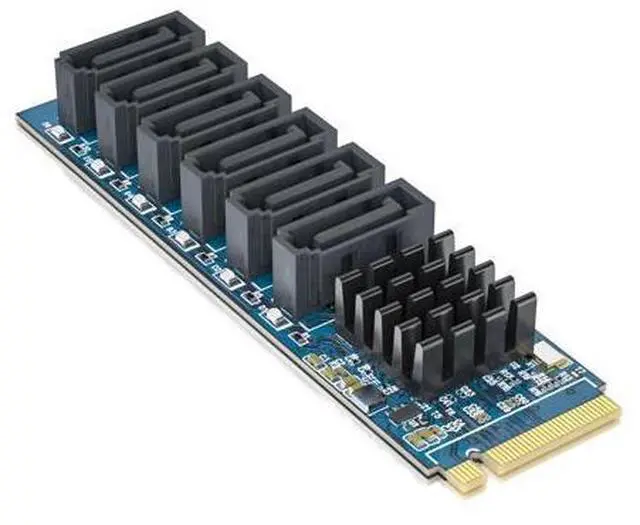 Alt view image 6 of 6 - Vszerda M.2 (M Key) to 6xSATA Adapter, SATA3.0, NO-Riad, for Desktop PC Support SSD and HDD