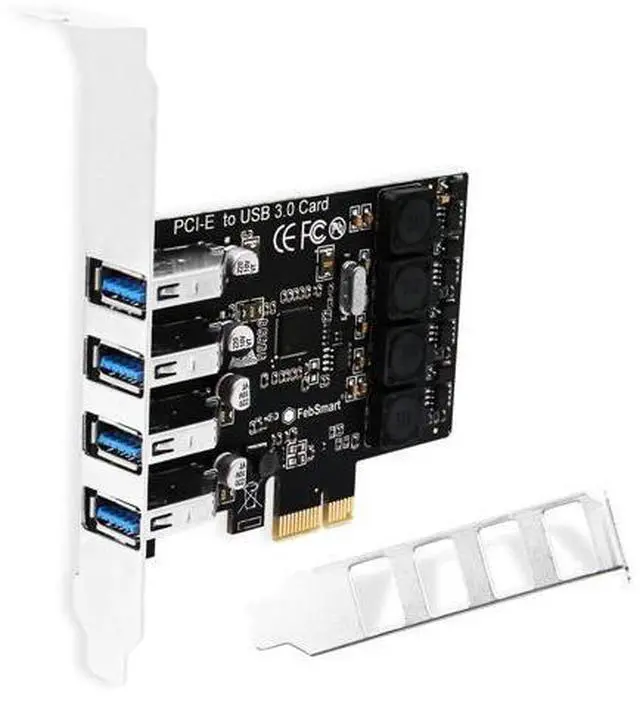 Main image of Vszerda PCIE 4-Ports Superspeed 5Gbps USB 3.0 Expansion Card for Windows 11, 10, 8.x, 7, Vista, XP Desktop PCs, Built in FebSmart Self-Powered Technology, No Need Additional Power Supply (FS-U4L-Pro)