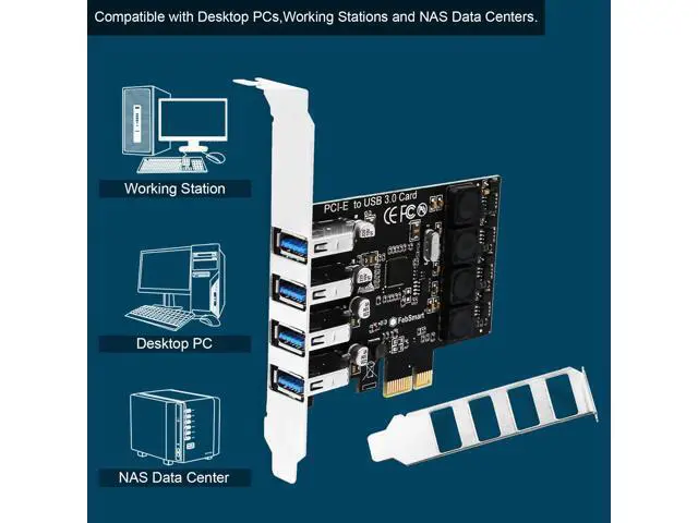 Alt view image 5 of 7 - Vszerda PCIE 4-Ports Superspeed 5Gbps USB 3.0 Expansion Card for Windows 11, 10, 8.x, 7, Vista, XP Desktop PCs, Built in FebSmart Self-Powered Technology, No Need Additional Power Supply (FS-U4L-Pro)