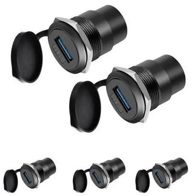 Main image of Vszerda USB3.0 Female-to-Female Panel Mount Adapter - 5Gbps High-Speed Waterproof & Dustproof USB Converter, Round Data Connector Mount for Efficient Data Transfer and Charging (5-Pack Black)