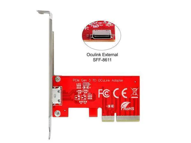 Alt view image 2 of 7 - Vszerda PCI-E 3.0 Express 4.0 x4 to Oculink External SFF-8612 SFF-8611 Host Adapter for PCIe SSD with Bracket