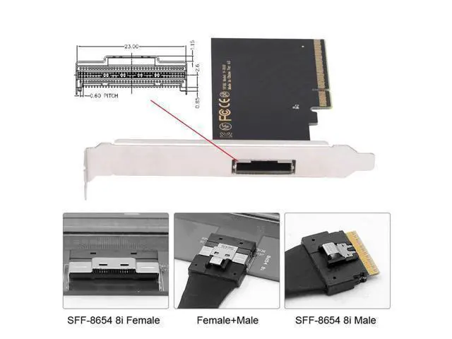 Alt view image 7 of 7 - Vszerda External Slimline 8X SFF-8654 74Pin to PCIE Express 3.0 Raid Card PCIE4.0 VROC Raid0 Hyper Adapter for High Speed SSD eGPU Graphics Card with Bracket Low Profile