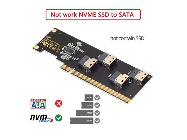 Alt view image 5 of 7 - Vszerda Slimline SFF-8654 Four 4X 4 NVME to PCIE Express 3.0 4.0 Raid Card VROC Raid0 Hyper Adapter
