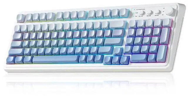 Main image of Vszerda S99 Gaming Keyboard, Wireless Computer Keyboards, Tri-Mode Bluetooth Creamy Custom Keyboard with Number Pad, RGB Backlit Media Knob Cute Programmable Keyboard for PC Gamer - Gradient Blue