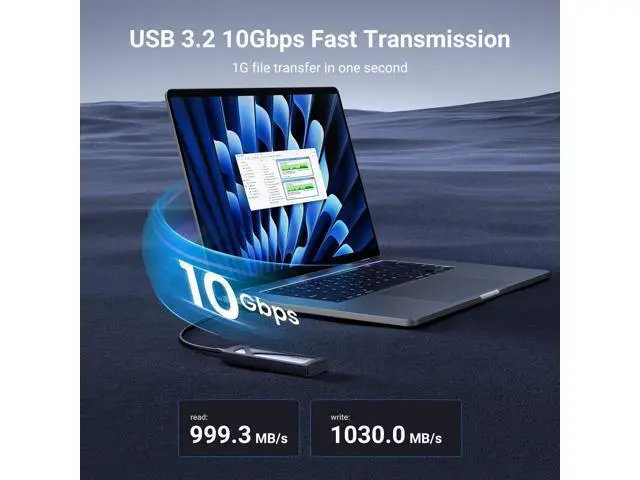 Alt view image 2 of 7 - UGREEN SSD Enclosure, Tool-Free USB C External, 10Gbps M.2 NVMe to USB Adapter/Reader Supports M and B&M Keys and Size 2230/2242 /2260/2280 SSDs