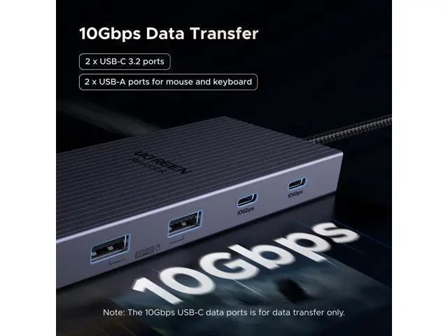 Alt view image 5 of 7 - UGREEN 12 in 1 Triple 4K Docking Station with 2 HDMI, DP, 2x10G USB C, 2×USB-A2.0, 100W PD, SD/TF, 1000Mbps Ethernet, 3.5MM Audio, Revodok Pro USBC Hub Multiple Adapter for MacBook, HP and More