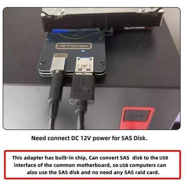 Alt view image 2 of 7 - Vszerda SFF-8482 SAS 29Pin to USB 3.0 5Gbps HDD Disk Drive Raid Adapter 5Gbps with Chipset and Power Port (Need 12V/3A Power Supply)