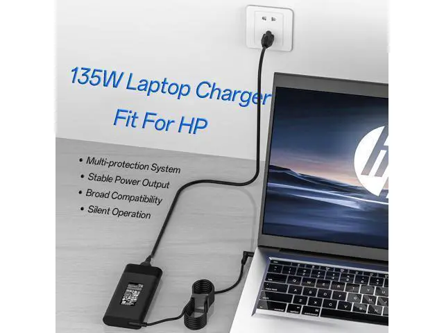 Alt view image 7 of 7 - 135W 19.5V 6.9A Laptop Charger for HP Spectre X360 15 15T 16 Pavilion Gaming 15 16 15-ec0751ms Omen 15 G5 G6 17 Envy 13 14 15 16 L15534-001 TPN-DA11 TPN-CA13 917649-850 Ac Adapter Power Cord