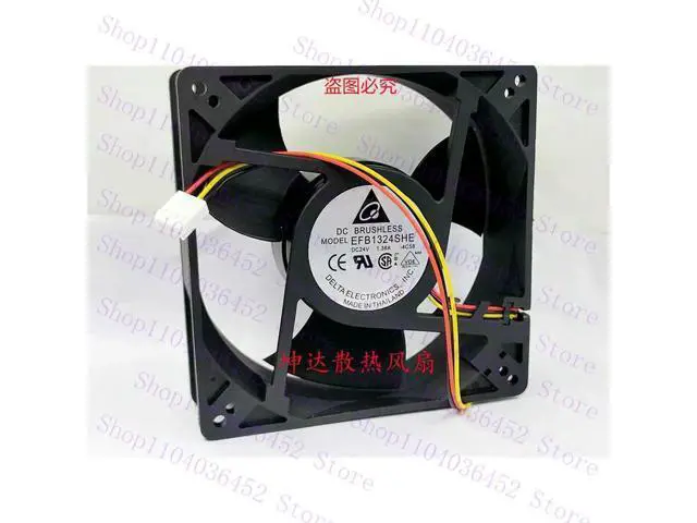 Alt view image 2 of 4 - -for Delta Electronics EFB1324SHE 4C58 DC 24V 1.38A 127x127x38mm 4-Wire Server Cooling Fan
