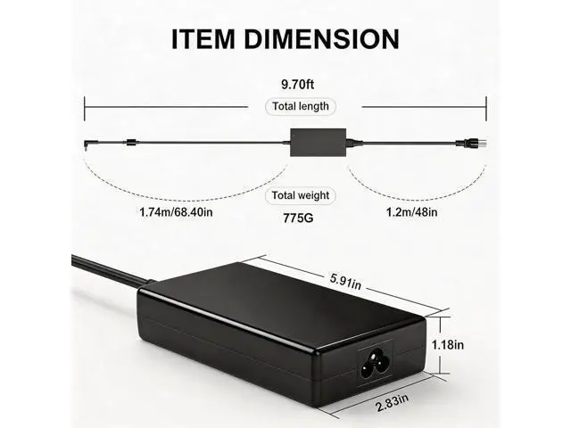 Alt view image 4 of 6 - 180W Laptop Charger Fit for MSI Katana GF66 GF76 Pulse GL66 GL76 Creator M16 Stealth 15M Crosshair Sword 15 17 A17-180P4B 20V 9A Power Adapter Supply Cord 4.5x3.0mm Tip