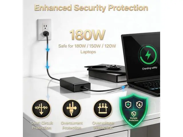 Alt view image 6 of 6 - 180W Laptop Charger Fit for MSI Katana GF66 GF76 Pulse GL66 GL76 Creator M16 Stealth 15M Crosshair Sword 15 17 A17-180P4B 20V 9A Power Adapter Supply Cord 4.5x3.0mm Tip
