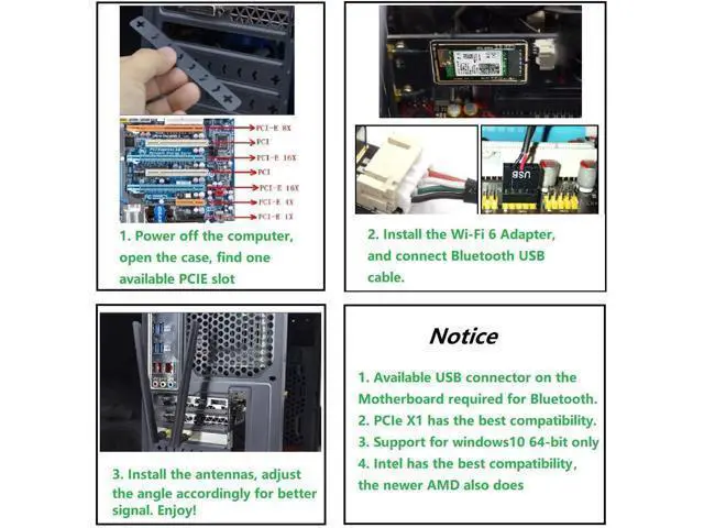 Alt view image 5 of 6 - WiFi 6E AX5400 PCIe WiFi Card for Desktop PC (Intel AX210) Bluetooth 5.3, WPA3, 802.11AXE Tri Band Wireless Adapter with MU-MIMO, OFDMA, Ultra-Low Latency, Supports Windows 11, 10 (64bit)