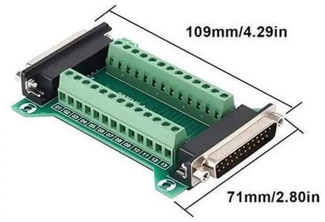 Alt view image 2 of 5 - Willwewon 2PCS DB25 Male Female Connector in One Breakout Board, RS232 D-SUB Serial to 25-pin Port Adapter Module
