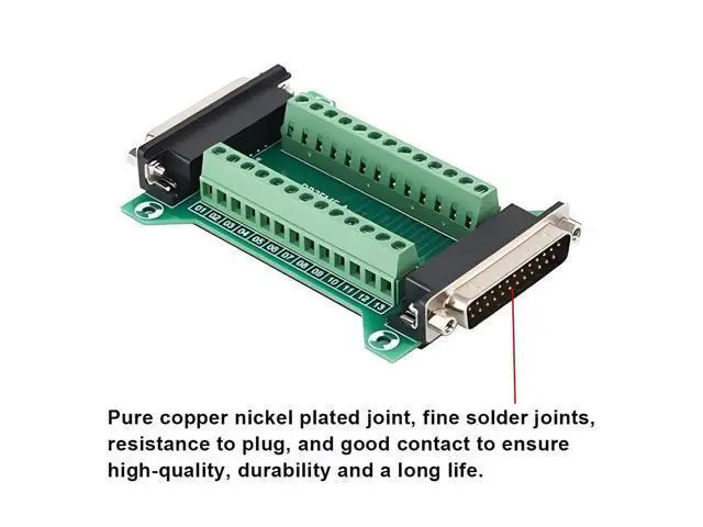 Alt view image 3 of 5 - Willwewon 2PCS DB25 Male Female Connector in One Breakout Board, RS232 D-SUB Serial to 25-pin Port Adapter Module
