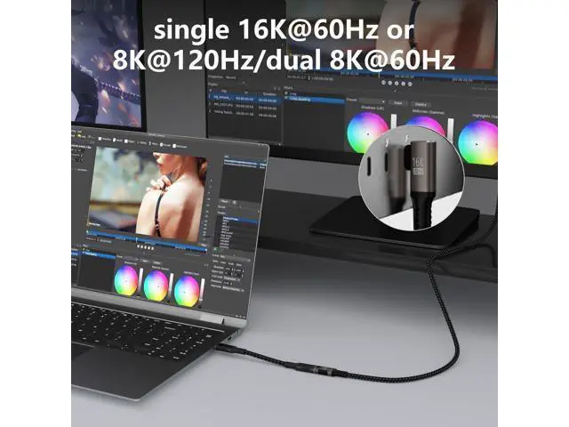 Alt view image 5 of 5 - usbc extension cable right angle short 2FT Compatible with Thunderbolt 5/4/3 extender 80Gbps Data Transfer,usbc female to male Cable,8K@120Hz/16K@60Hz Display,90 USB Type C 240W PD3.1 Fast Charging.