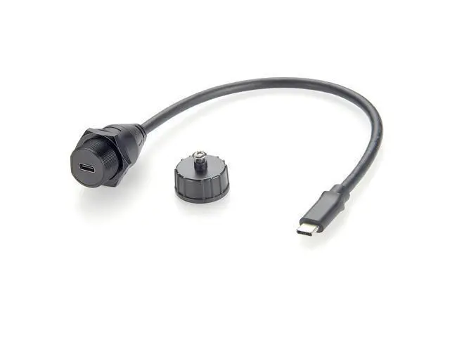 Alt view image 6 of 7 - IP67 USB 3.1 Type C Male to Female Extension Cable 10Gbps USB 3.1 Gen2 C Flush Panel Mount Charging & Data Cable Threaded Bulkhead Fixed for Car, Boat, Dashboard, Control Panels(0.3M/0.98FT)