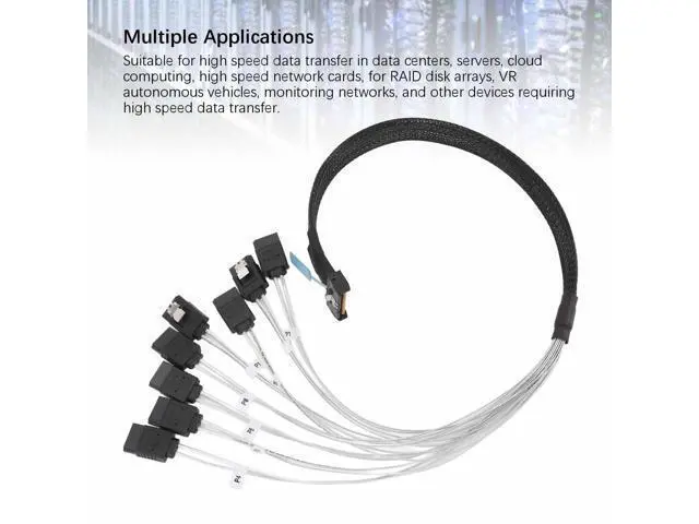 Alt view image 2 of 5 - MCIO 8i to 8x SATA Cable, PCIe 5.0 to MCIO X8 Server Data Center Cable, 50cm for External Graphics Card