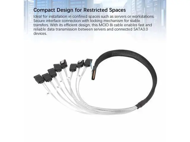 Alt view image 3 of 5 - MCIO 8i to 8x SATA Cable, PCIe 5.0 to MCIO X8 Server Data Center Cable, 50cm for External Graphics Card