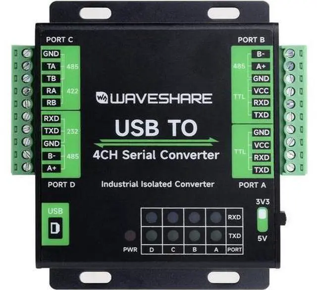 Main image of Industrial USB to 4-Ch Serial Converter, Original FT4232HL Chip, Supports USB to RS232/485/422/TTL, Multiple Devices Applicable, Multi-OS Compatible @XYGStudy (USB to 4CH Serial Converter)
