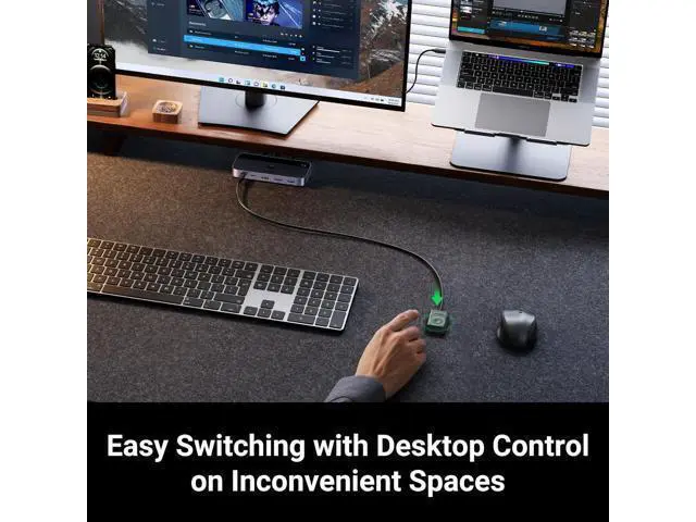 Alt view image 5 of 7 - UGREEN USB 3.0 Switch 2 Computers Sharing USB C & A Devices, 4 Port USB Switcher Sharing Keyboard and Mouse, Printer/Scanner USB Switch Hub for Two Computers with 2 USB3.0 Cables and Controller